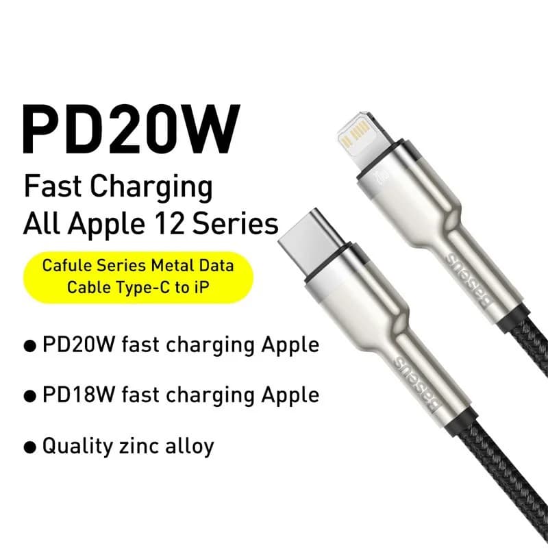 Cable de carga rápida USB-C a Lightning 20W PD